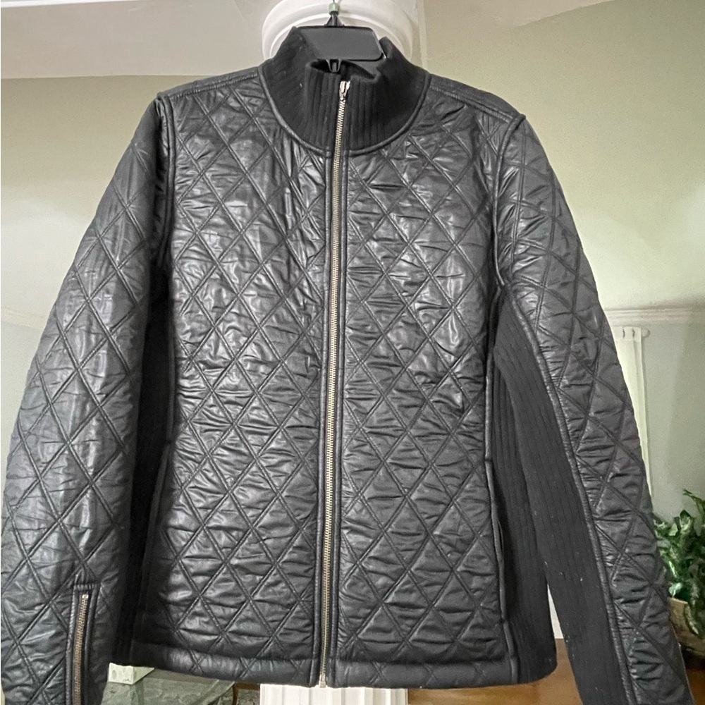 Prana women’s Diva quilted knit black size XL long sleeve full zip Jacket